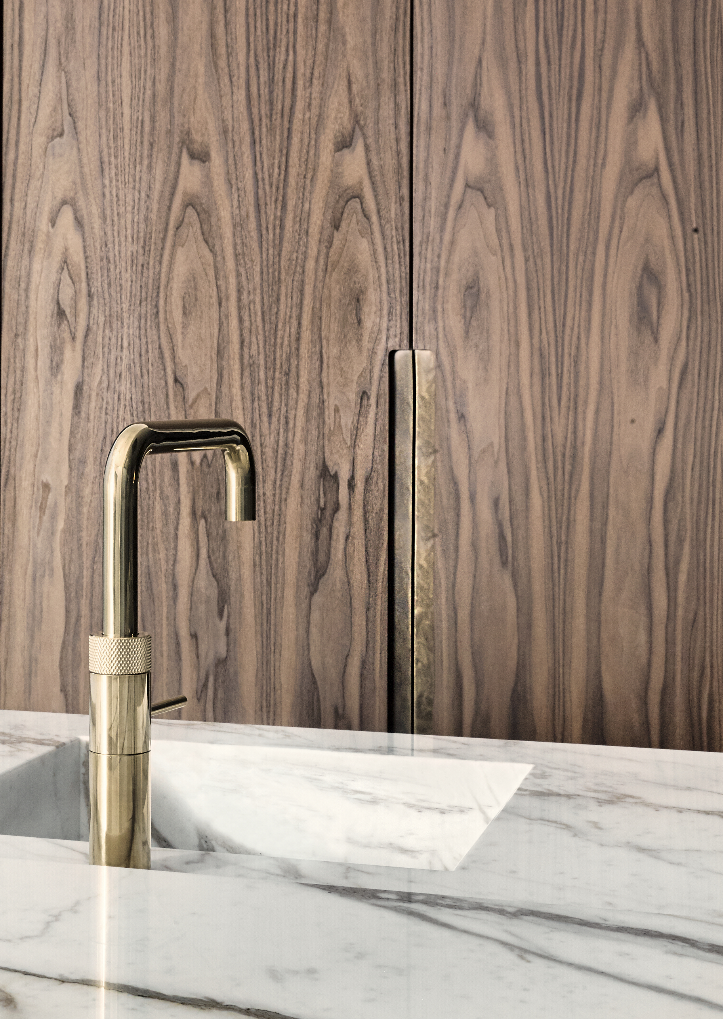 Luxury kitchen sink with brass tap from Roundhouse design
