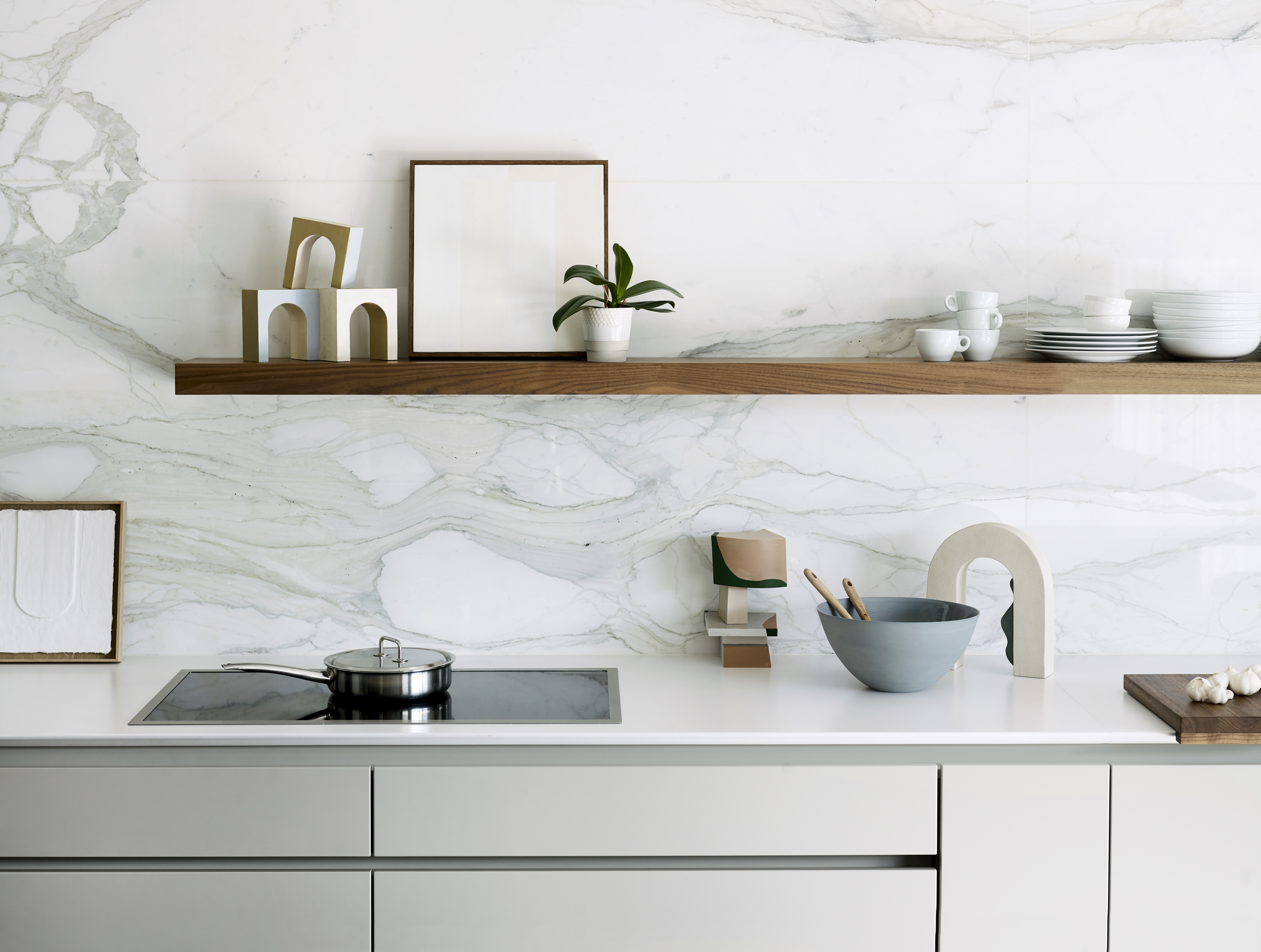 Modern kitchens white by Roundhouse with white work surfaces and kitchen cupboards with drawers