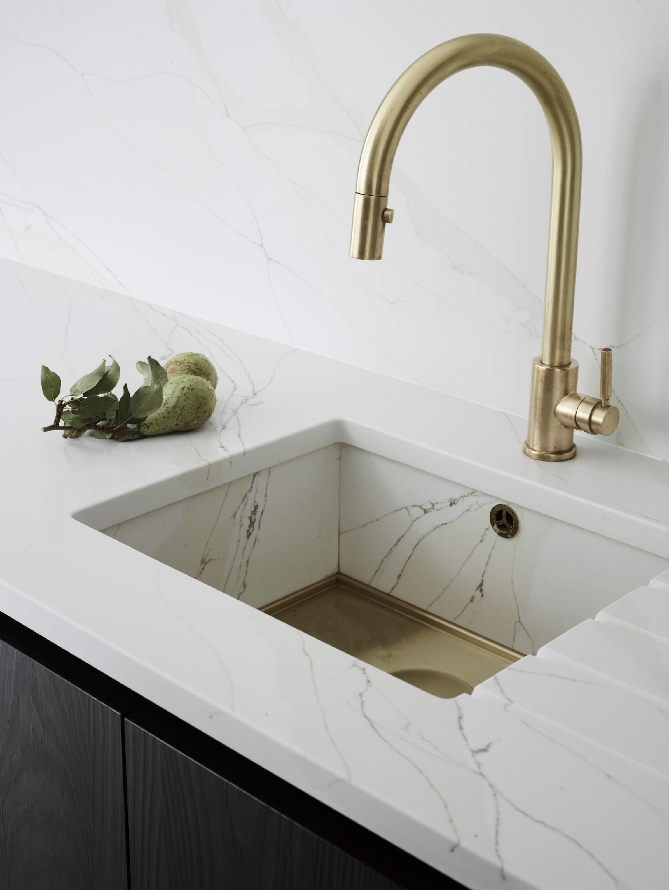 Roundhouse design kitchen sink , gold and brass